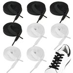 SUSSURRO 4 Pairs Flat Shoe Laces Athletic Shoelaces 47 Inch Black and White Flat Shoe Lace for Running Sneakers Hiking Shoes