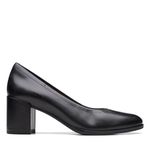 Clarks Women's Freva55 Court Pump, Black Leather, 7 UK