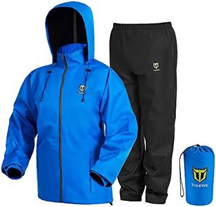 TIDEWE Rain Suit, Waterproof Breathable Lightweight Rainwear (Blue Size S)