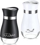 KITOME Salt and Pepper Shakers Set with Stainless Steel with Glass Bottom (Black & White).