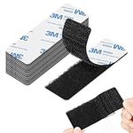 15pcs Tape Self Adhesive, Sticky Back Strips, 1x3.9inch Double Sided and Heavy Duty Tape, Tape Self Adhesive for Fabric, Hook and Loop Tape for Mounting, Hanging or Organizing Items(Black)