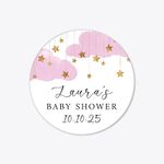 Personalised Baby Shower stickers “Thank you for celebrating”, Baby shower flowery stickers for favours, Custom labels for baby shower designed and printed in the UK - BS23