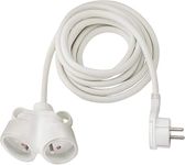 Brennenstuhl 1161821223 3m Extension Cable with Spade Plug and Double Plug (Indoor Use) White