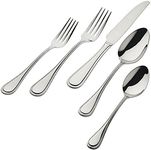 Lefonte 20 Piece Flatware, Stainless Steel Mirror Polished - Cutlery Dinnerware Sets Service For 4 (Beaded)