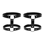 MILAKOO Adjustable Elastic Punk Leather Garter Elastic Black Leg Garter Harness 2 PCS