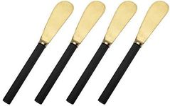 Godinger Cheese Knives, Butter Knives, Cheese Spreader Set, Butter Spreader Set, Utennsil- Black and Gold Design - Set of Four