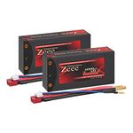 Zeee Premium Series 2S Lipo Battery 6000mAh 7.6V 120C Shorty Hard case Battery with 4mm Bullet to Deans Connector High Voltage Battery for RC 1/10 Scale Vehicles Car Trucks Boats RC Models (2 Pack)