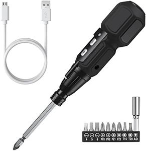 ORIA 9 in 1 Cordless Electric Screwdriver, Rechargeable Screwdriver Set with 8 Bits, Cordless Power Repair Tool Kits with 6.35mm Heads Bit, LED Light, Android Charging Cable