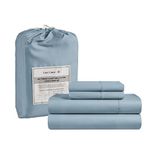 LANE LINEN Queen Bed Sheets, 4 Pc Queen Size Bed Sheet Set, 450 Thread Count 100% Cotton Bed Sheets, Cooling Sheets Queen, Breathable Sheets Queen, Deep Pocket Queen Sheets - Forever Blue