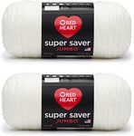 Red Heart Super Saver Jumbo Soft White, 2 Pack 14oz/396g-Acrylic-#4 Medium-744 Yards, Knitting/Crochet