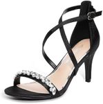 DREAM PAIRS Women's DOLCE Fashion Stilettos Open Toe Pump Heel Sandals,Size 6.5,BLACK-RHINESTONE,DOLCE