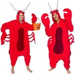 FUNZIEZ! Adult Lobster Costume - Plush Animal Onesie - One Piece Pajama by , Red, Large