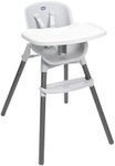 Chicco Zest 3-in-1 Folding Multi-Stage Highchair, Toddler Low Chair and Youth Stool, Suitable from 6 Months up to Max 40kg (Approx. 8 Years Old), Includes Tray and Harness, Moon Grey