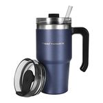 Olerd 600ml Travel Mug with Handle, 20oz Tumbler with Straw and lid, Vacuum Insulated Cup & Thermal Mug & Leak-Proof Thermal Cup for Hot & Cold