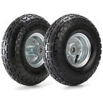 Yarlung 2 Pack 25cm Pneumatic Air Filled Tires on Wheels for Hand Truck, 4.10/3.50-4" Heavy-Duty Replacement Wheels Tires for All Purpose Utility Cart, Garden Cart, 2.25"Offset Hub, 5/8"Bearings