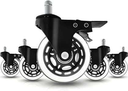 Breewell Nylon Office Chair Wheel with Lock - Set of 5, Black