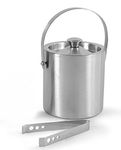 finality Double Walled Stainless Steel Ice Bucket with Lid and Ice Tong [ 1 Liter ] Keeps Ice Cold for 6 h