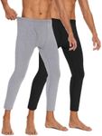 SIMIYA 2 Packs Mens Long Johns with Fleece Lined Thermal Bottoms for Men Soft Base Layer Mens Thermal Pants