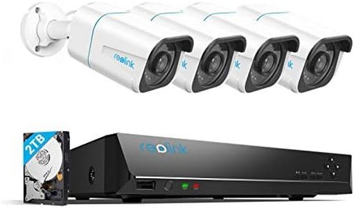 Reolink 8CH 4K Security Camera System H.265, 4pcs 8MP Person/Vehicle Detection Smart Wired Outdoor PoE IP Cameras, 8MP 8-Channel NVR with 2TB HDD for 24/7 Recording