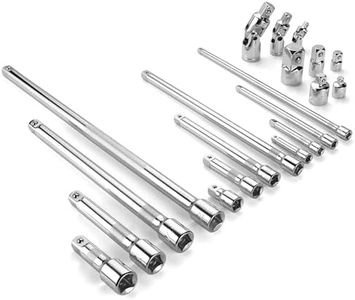 SK 20 Piece Socket Extension Set, 1/4", 3/8" and 1/2" Drive Extension Bar, Swivel Universal Joints and Adapters, SuperKrome Finish, Premium CR-V Construction