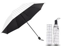 Alexvyan White Check Auto Open and Auto Close Umbrella for Women & Men | Unique Black UV Coated Umbrella for UV, Sun, Rain and Wind | Outdoor Double Layer Umbrella with Attractive Cover.