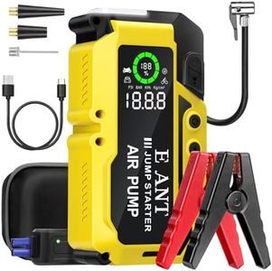 E-Ant Car Jump Starter with Air Compressor(10L Gas/8L Diesel), 3000A Peak 12v Auto Battery Jump Pack, Power Bank USB QC3.0 Outputs Portable Battery Booster Pack Jumper Box Tire inflator 150PSI, Yellow