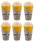 Perpetual Bliss 6 Pcs Reusable and Washable Food Box Theater Style Popcorn Tubs Bowl Plastic Container Bucket Birthday Return Gifts-Multi Color (Pack of 6)