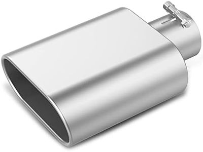 YITAMOTOR Universal 2.5 Inch Inlet Exhaust Tip, 5.5" x 3" Square Outlet 9" Long Polished Stainless Professional Diesel Rectangle Exhaust Tail Tip for 2.5" OD Tailpipe, Rolled Slant Cut, Silver