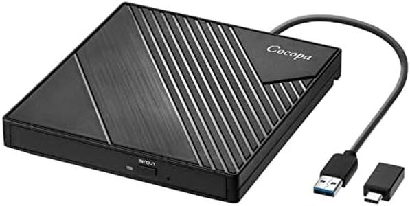 Cocopa Lecteur DVD Externe USB 3.0 Type C, Lecteur Graveur CD DVD Externe USB C Laptop Mac, Enregistreur Portable RW/ROM Transmission Rapide pour Windows 11/10/8/7, Mac OS, Apple, Linux, Laptop PC