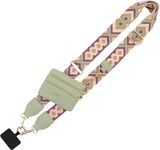 CYNVEXA Phone Strap with Zippered Pouch,Clip and Go Strap for Phone with Wallet Crossbody,Phone Purses with Crossbody Strap Multicolor (Contrast Color- Green)