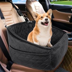 Dog Car Seat for Small/Medium Dogs, Fully Detachable Washable Dogs Booster Car Seat Under 30lbs, Dog Bed Travel Soft Pet Car Seat with Storage Pockets, Easy to Install and Removable, Black