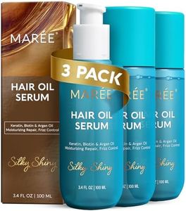 MAREE Hair Oil for Frizzy Hair with Argan Oil, Keratin & Biotin 3 PACK – Hair Serum for Dry and Curly Hair Gloss – Frizz Control Hair Care Products for Women – Aceite Para el Cabello