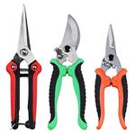 3 Packs Pruning Shear Set, Professional Pruning Shears Heavy Duty Garden Shear with Safety Lock, Hand Shock-Absorbent Pruner Shears for Flowers and Small Garden (Red+Orange+Green)