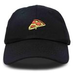 DALIX Pizza Slice Embroidered Dad Cap Cotton Baseball Hat Unisex, Black, One size