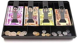 Divinext ABS Cash Tray, 4 Cash/Bills and 3 Coin Compartment Cash Drawer Safe Box | Black