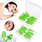 Ear Plugs, Noise Reduction 10 Pairs Waterproof Reusable Silicone Earplugs for Sleeping, Swimming, Shooting Range, Motorcycles, Work, SNR 32db Ear Plugs for Adults & Kids (Green)