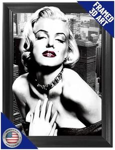 Marilyn Monroe New York 3D Poster Wall Art Decor Framed Print | 14.5x18.5 | Lenticular Posters & Pictures | Memorabilia Gifts for Guys & Girls Bedroom | Celebrity Vintage Room Picture & Decorations