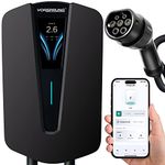 VORSPRUNG® DarkKnight | Smart APP | LCD EV Charging Unit Type 2 T2 - Rapid EV Wallbox Charger 32 amp/7.4kw IP65 electric car station with 5M cable, Home & Business vehicles point | UK Design