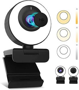 60FPS 1080P Auto-Focus HD Webcam with Ring Light and Privacy Cover, ZIQIAN H780 Web Camera for Live Streaming, Zoom, Plug and Play, PC Mac Laptop Desktop