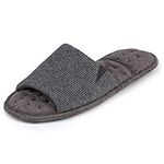 Isotoner Mens Waffle Open Toe Slippers Charcoal