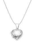 925 Sterling Silver Children's Heart Locket Necklace with flower on 15" Silver chain - opening locket - Size: 15mm x 13mm. Gift boxed B43/8020/15