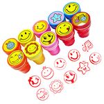 FunBlast 10 Pcs Emoji Stamps for Kids -Plastic Stamper Toys Art and Craft School Supplies Toys for Kids/Boys/Girls - Multi Color