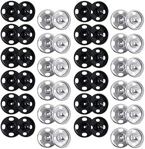 Snap Buttons, 10mm Black & Silver Metal Snap Fastener Spring Press Studs for Sewing Clothing (80 Set)