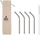 Short Stainless Steel Straws, 6 Inch Bent Thin Metal Straws with Cleaning Brush & Bag, Reusable Drinking Short Metal Straw for Cocktail, Small Cups, Half Pint Mason Jars, Portable Metal Cocktail Straw