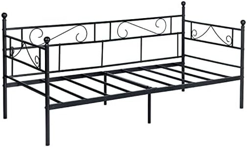 EGGREE Sofá Cama Metálica diván Cama Individual Marco de Cama para Niños Habitación Dormitorio Balcón Jardín Negro