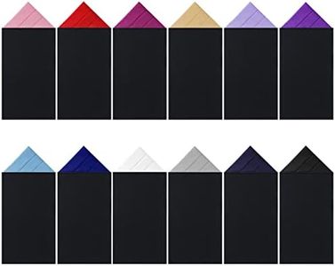 12 Pcs Pocket Squares for Men Polyester Pre Folded Suit Pocket Handkerchief on Card Masculine Suit Accessories Men, Classic Colors, One size