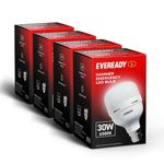 Eveready 30W Emergency Inverter LED Bulb, Cool Day Light (6500K), Rechargeable Bulb with 3 Hours Backup, Ideal for Powercuts, Energy Efficient, B22 Base, Pack of 4