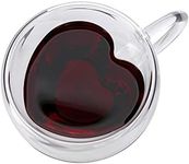 CNGLASS Double Wall Heart Shaped Glass Coffee Mugs 8.5oz(250ml),Insulated Clear Tea Cups with Handle,Unique Glass Espresso Mugs for Coffee,Cappuccino,Latte,Milk (set of 1)