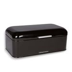 Large Black Bread Box - Powder Coated Stainless Steel - Extra Large Container for Loaves, Bagels, Chips & More: 16.5" x 8.9" x 6.5" | Bonus Recipe EBook