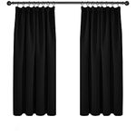 Deconovo Super Soft Curtains Thermal Insulated Pencil Pleat Blackout Curtains for Livingroom 46 x 54 Black Two Panels